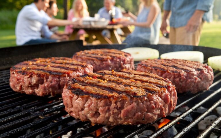 Ron Potter grilling burgers in the backyard, the inspiration behind Mountain Burgers.