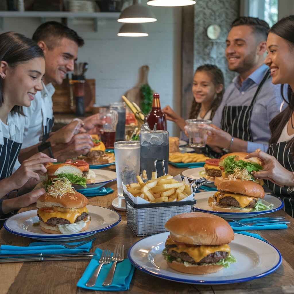 home made burgers for family
