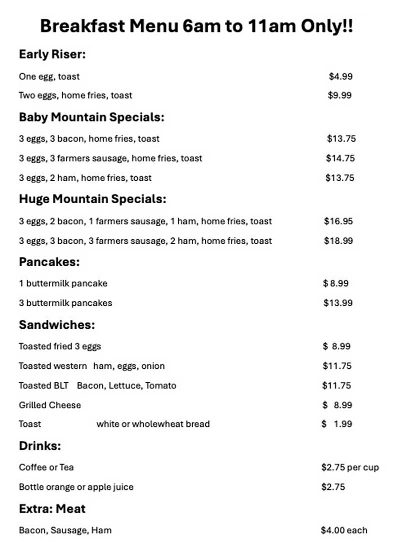 Breakfast Menu